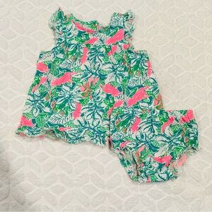 Lilly Pulitzer Tropical Floral Baby Dress with Bloomers